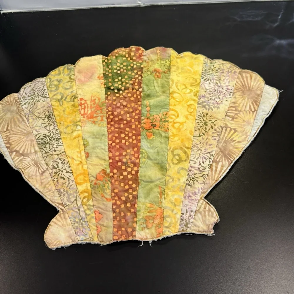 Sea Shell Handmade Quilted Reversible Placemats or topper Multi Colored Set of 8